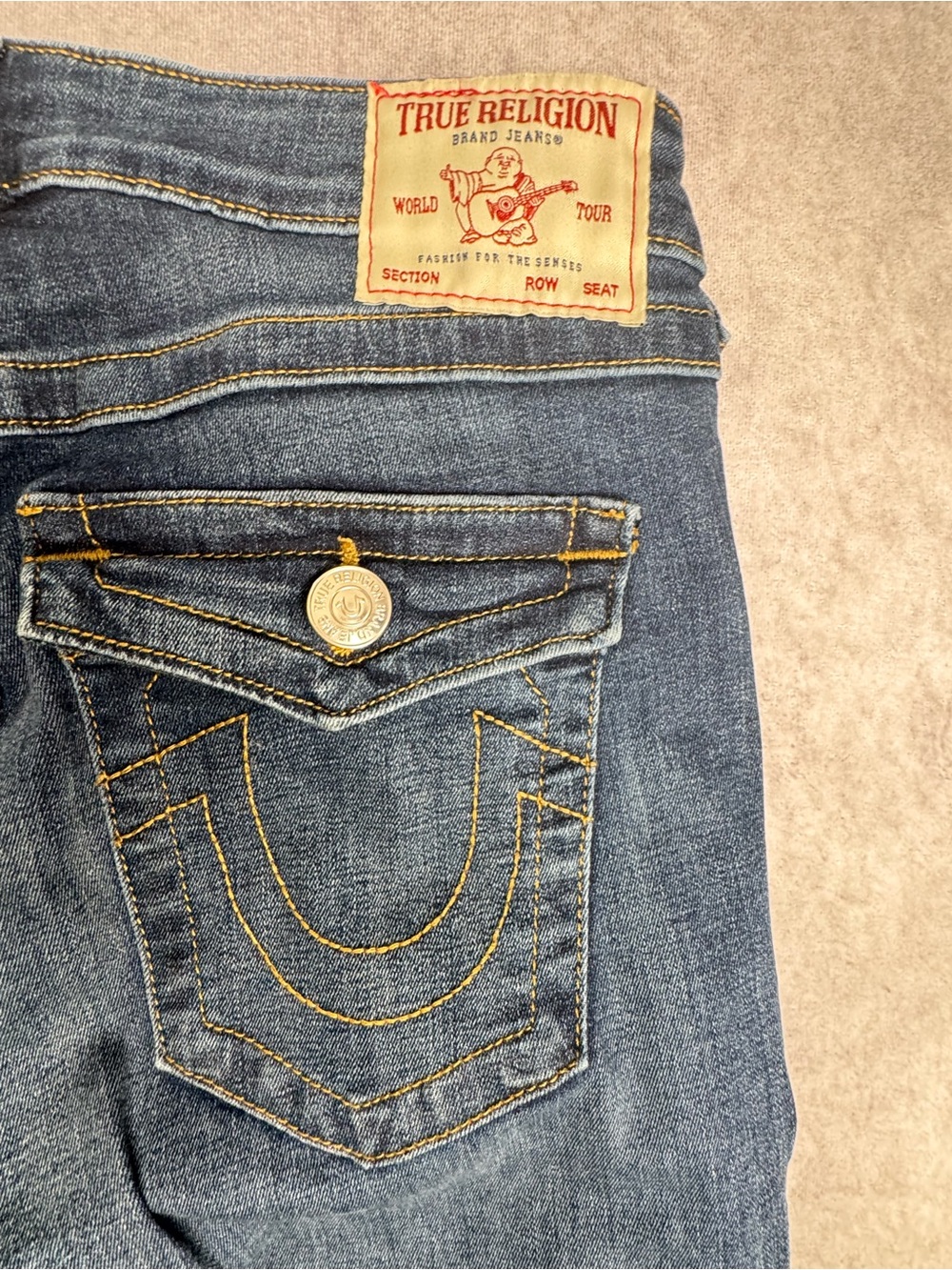 True Religion Low Rise Skinny Jeans Dark Wash Y2K Flap Pocket Women’s 29x32 - Picture 7 of 9